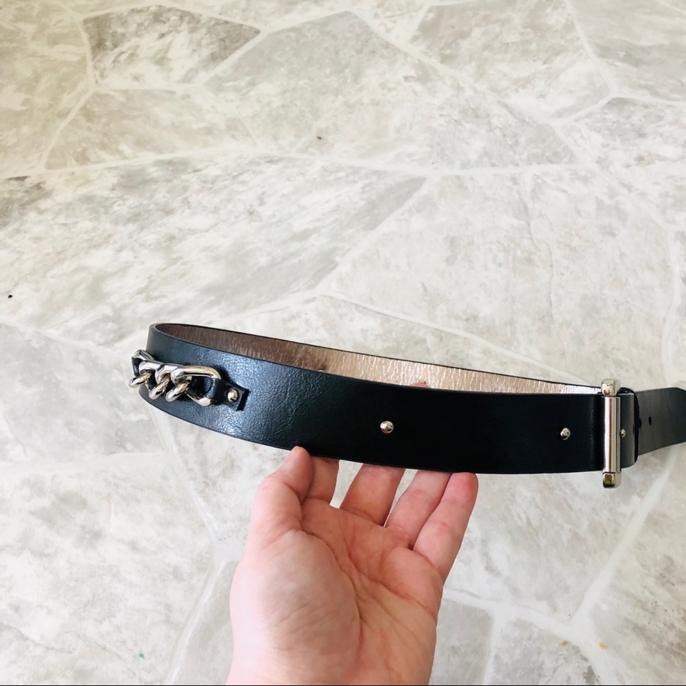 Michael Kors black chain link real leather grunge punk belt size small - Picture 7 of 8